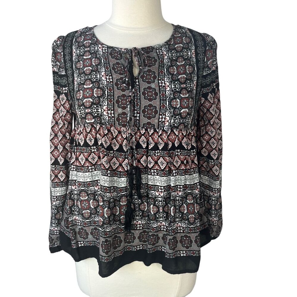 Wild Blue by Sadie Robertson Blouse Shirt Womens‎ Medium Black Pink